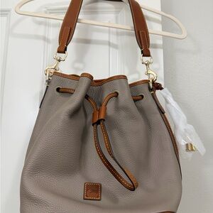 Dooney & Bourke Taupe and Brown Leather Shoulder Bag